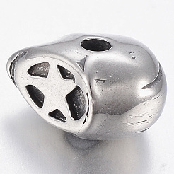 316サージカルステンレスビーズ  人頭  アンティークシルバー  13x7.5x10mm  穴：2.2mm&nbsp;STAS-F160-04AS