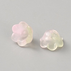 虹色のアクリルビーズキャップ  ABカラーメッキ  5  - 花びらの花  パールピンク  12x7mm  穴：1.2mm&nbsp;GLAA-TAC0015-17