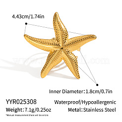 ステンレススチールのテクスチャ加工ヒトデリング  18KGP本金メッキ  44.3mm  内径：18mm&nbsp;FU0930-1