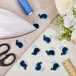 10個のコンピューター化された刺繡布アイロンオン/パッチ縫い  マスクと衣装のアクセサリー  アップリケ  クジラ形状  ブラック  28x30mm&nbsp;PATC-CY0001-45B