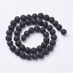 天然溶岩岩ビーズ連売り  ラウンド  ブラック  8mm  穴：1mm  約46~48個/連  15.4インチ&nbsp;G-E005-1