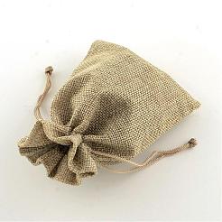 ポリエステル模造黄麻布包装袋巾着袋  淡い茶色  18x13cm&nbsp;ABAG-R004-18x13cm-05