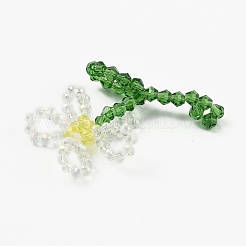 手作りのガラスビーズ織りペンダント  DIYジュエリー作りの工芸品  花  きいろ  46~53x40~41x7~8mm&nbsp;GLAA-I046-10A