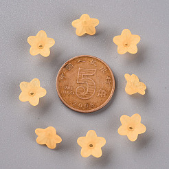 透明なアクリルビーズ  花  艶消し  オレンジ  10x5mm  穴：1mm  約4600個/500g&nbsp;PL554-07