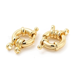 真鍮のスプリングリングの留め金  カドミウムフリー＆ニッケルフリー＆鉛フリー  18KGP本金メッキ  22x13.5x5mm  穴：2.7mm&nbsp;KK-B062-10G