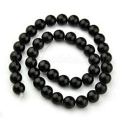 合成ブラックストーンビーズ連売り  染め  ラウンド  ブラック  14mm  穴：1.2mm  約29個/連  15.5インチ&nbsp;GSR14mmC044