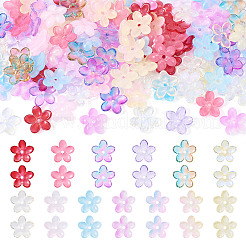 130個 13色透明スプレーペイントガラスビーズ  花  ミックスカラー  15.5x16x3.5mm  穴：1.8mm  10個/カラー&nbsp;GLAA-TA0003-22