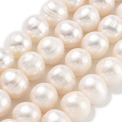 天然養殖淡水パールビーズ連売り  ポテト  パパイヤホイップ  9~10mm  穴：0.6mm  約19~20個/連  6.10~6.50（15.5~16.5センチメートル）&nbsp;PEAR-C003-19D