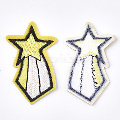 機械刺繍布地アイロンワッペン  マスクと衣装のアクセサリー  アップリケ  スター  きいろ  58x34x1.5mm&nbsp;FIND-T030-052