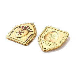 304ステンレスペンダント  神聖な心  エナメル  18KGP本金メッキ  イオンプレーティング（ip）  カメリア  21x17.5x2.5mm  穴：1.2mm&nbsp;X-STAS-C152-21G-01