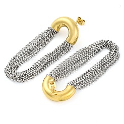 304ステンレススチールタッセルチェーンスタッドピアス（女性用）  ゴールデン·ステンレス鋼色  55.5x19.5mm&nbsp;EJEW-U023-07GP
