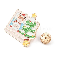 クリスマスエナメルピン  バックパック用合金ラペルピンバック  ライトゴールド  クリスマスツリー  34x35mm&nbsp;JEWB-F041-01F