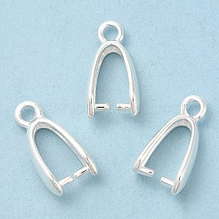真鍮のアイスピックピンチベイル  カドミウムフリー＆鉛フリー  925銀メッキ  15x7.5x4mm  穴：2mm  ピン：1mm&nbsp;KK-M250-03S