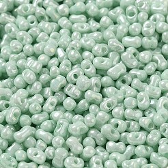 ガラスシードビーズ  ピーナッツ  アクア  3.5~4x2~2.5x2~2.3mm  穴：0.8mm  約8000個/ポンド&nbsp;SEED-K009-02A-04