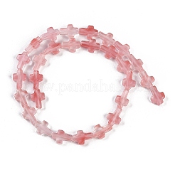 チェリークォーツガラスビーズ連売り  クロス  13.5x9.5x4.5mm  穴：0.7mm  約28個/連  15.55''（39.5センチメートル）&nbsp;G-I369-A14-01