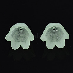 透明なアクリルビーズキャップ  艶消し  花  6花びら  アクアマリン  8x10.5x10.5mm  穴：1.4mm&nbsp;FACR-N005-002C