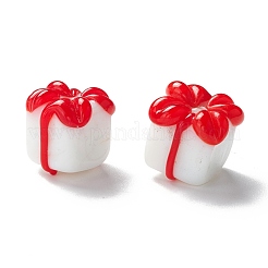 手作りランプワークビーズ  ギフト用の箱  クリスマスのために  ホワイト  10~13x11~13x11~13mm  穴：2~3mm&nbsp;LAMP-I025-04C