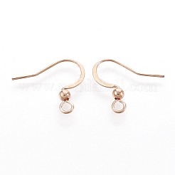 316サージカルステンレススチールフレンチピアスフック  フラットピアスフック  ローズゴールド  15.5~16x18.9~19mm  穴：2mm  ピン：0.7mm&nbsp;X-STAS-P221-03RG