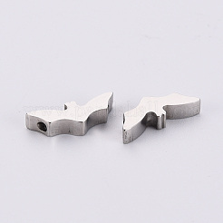 変色しないハロウィーン 304 ステンレススチールビーズ  レーザー切断  バット  ステンレス鋼色  5.5x14.5x3mm  穴：1.5mm&nbsp;STAS-T052-32P