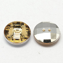 台湾アクリルラインストーンボタン  多面カット  2穴  ディスク  淡いチソウ  11.5x4mm  穴：1mm&nbsp;BUTT-F022-11.5mm-30