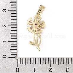 真鍮製マイクロパヴェキュービックジルコニアペンダント  花  ゴールドカラー  透明  24.5x11.5x3.7mm  穴：5x3mm&nbsp;KK-C141-07G-05