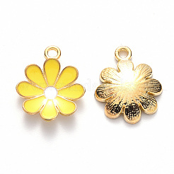 合金エナメルチャーム  花  ライトゴールド  ミックスカラー  19x16x3.5mm  穴：1.8mm&nbsp;X-ENAM-S121-116-G