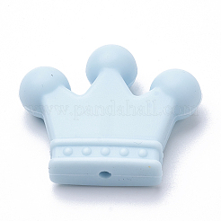食品グレードの環境に優しいシリコーンビーズ  クラウン  ライトブルー  30x35x10mm  穴：2mm&nbsp;LS-X-SIL-Q013-12