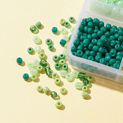 1068 個 6 スタイルベーキングペイント不透明色ガラスシードビーズ  ラウンド  DIYジュエリー作成用の小さなクラフトビーズ  グリーン  3mm  穴：1mm  約178個/スタイル&nbsp;SEED-FS0001-03