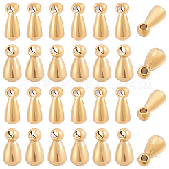 80個 2スタイル 201ステンレススチールチャーム  ティアドロップ  18KGP本金メッキ  6x2.5~3mm  穴：0.9~1mm  40個/スタイル&nbsp;STAS-BBC0010-82