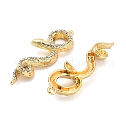 ラインストーン付きラックメッキ合金ペンダント  ヘビ  ゴールドカラー  48.5x17x5mm  穴：1.8mm&nbsp;PALLOY-Q005-03G-01B