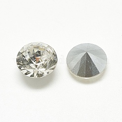 ポイントガラスラインストーンカボション  クラックルスタイル  バックメッキ  多面カット  ダイヤモンド  クリスタル  6x4mm&nbsp;RGLA-T111-6mm-001