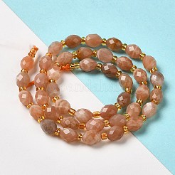 天然石サンストーンビーズ連売り  シードビーズで  多面カット  オーバル  7.5~8x6~6.5mm  穴：1.2mm  約40~42個/連  15.35~15.55''（39~39.5センチメートル）&nbsp;G-H297-C14-01