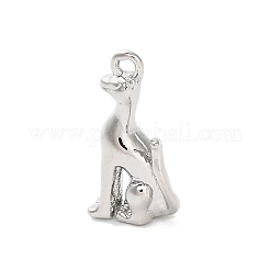 真鍮チャーム  犬のチャーム  プラチナメッキ  15.5x8x5mm  穴：1.2mm&nbsp;KK-D427-04A-P