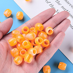 アクリルヨーロピアンビーズ  天然石風  大穴ビーズ  バレル  ダークオレンジ  11.5x11mm  穴：6mm  約770個/500g&nbsp;MACR-S375-003-06