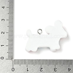 不透明樹脂製のかわいい犬のペンダント  プラチナメッキ鉄ループ付き  ピンク  22.5x32x7mm  穴：1.8mm&nbsp;RESI-K203-05B