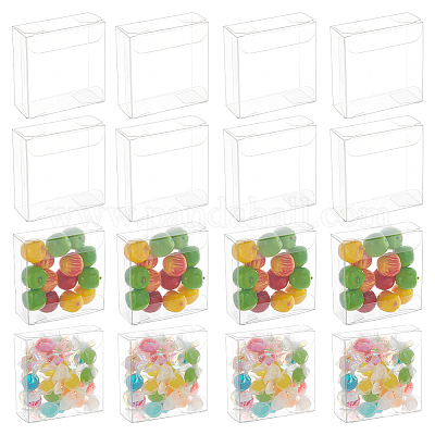 プラスチック製の収納ボックス  キャンディギフトパッケージ用品  正方形  透明  7x7x2.8cm&nbsp;CON-WH0086-083-1