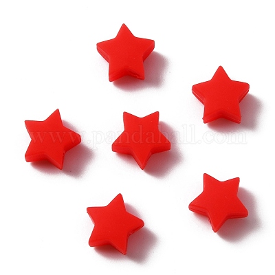 シリコンビーズ  スター  レッド  13x14x8mm  穴：2mm&nbsp;SIL-WH0001-39A-1