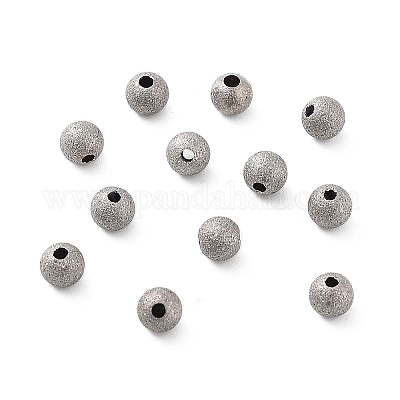チタンビーズ  ラウンド  テクスチャ  ステンレス鋼色  4x3.8mm  穴：1mm&nbsp;STAS-R224-02B-P-1