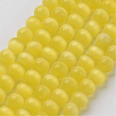 キャッツアイビーズ  ラウンド  きいろ  6mm  穴：1mm  約66個/連  14.5 インチ/連。&nbsp;CER16-1