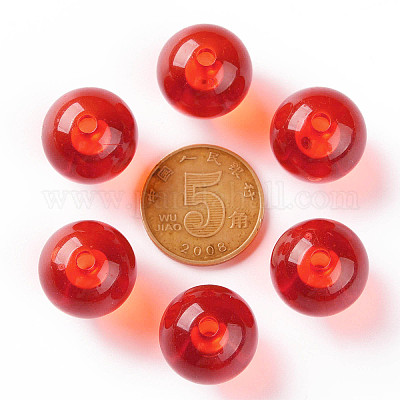 透明なアクリルビーズ  ラウンド  レッド  16x15mm  穴：2.8mm&nbsp;LS-X-MACR-S370-A16mm-712-1