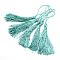 Polyester Tassel Decorations, Pendant Decorations, Turquoise, 130x6mm, Tassel: 70~90mm