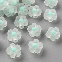 透明なアクリルビーズ  艶消し  二層ビーズ  花  アクアマリン  12x12.5x6mm  穴：2.5mm&nbsp;X-TACR-S152-06C-SS2111
