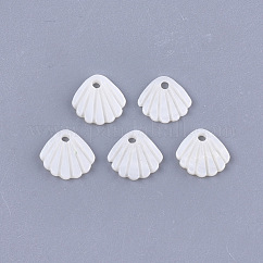 淡水シェルペンダント  ホタテ貝  乳白色  10x11x1.5mm  穴：1.5mm
