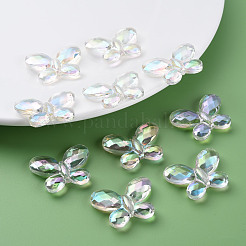 透明なアクリルビーズ  ABカラー  多面カット  蝶  クリアAB  23x30x6mm  穴：2mm&nbsp;MACR-S374-12D-01