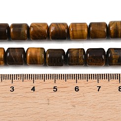 天然石タイガーアイビーズ連売り  コラム  グレードAB  9~9.5x8~8.5mm  穴：0.6~0.7mm  約41個/連  14.76~ 14.96インチ（37.5~38cm）&nbsp;G-C270-A01-8mm