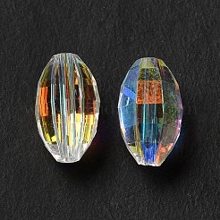 ガラス k9 ガラス  模造オーストリアクリスタルビーズ  多面カット  オーバル  クリアAB  9.5x5.5x6mm  穴：1mm&nbsp;GLAA-H024-02A