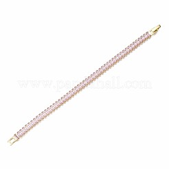 キュービックジルコニアクラシックテニスブレスレット  ゴールド真鍮製キュービックジルコニアリンクチェーンブレスレット（女性用）  ニッケルフリー  パールピンク  7-1/8インチ〜7-1/2インチ（18~19cm）&nbsp;ZIRC-S067-073G-NF