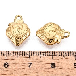 304ステンレススチールチャーム  ストロベリーチャーム  イオンプレーティング（ip）  18KGP本金メッキ  15x11x4mm  穴：1.5mm&nbsp;STAS-N108-47G