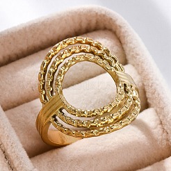 女性用楕円形 304 ステンレススチール オープンカフリング  イオンプレーティング（ip）  18KGP本金メッキ  調整可能&nbsp;RJEW-F174-05G