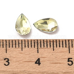 ガラスラインストーンカボション  ポイントバック＆バックメッキ  多面カット  ティアドロップ  黄水仙  8x5x2.5mm&nbsp;RGLA-P037-11A-D337
